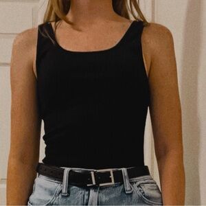 black ribbed tank
